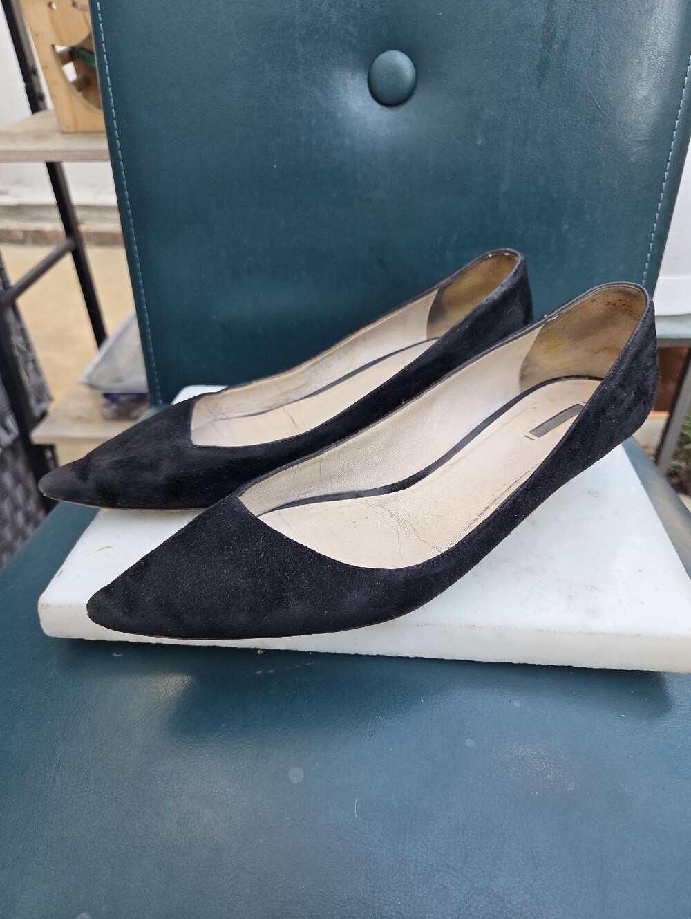 Giorgio Armani Black Pointed Suede Pumps — Classic Ladies’ Heels